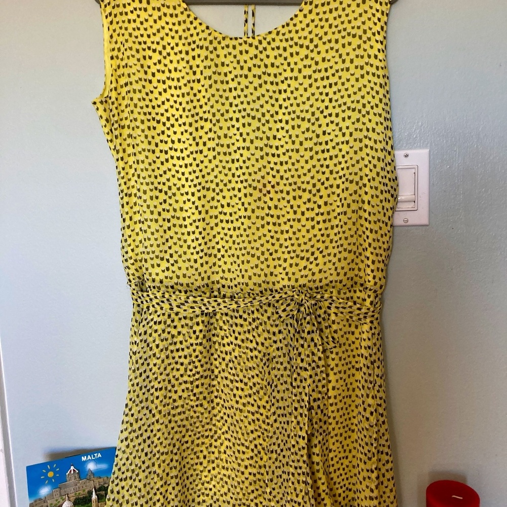 Diane Von Furstenberg Yellow and Black Silk Dress - Size 4